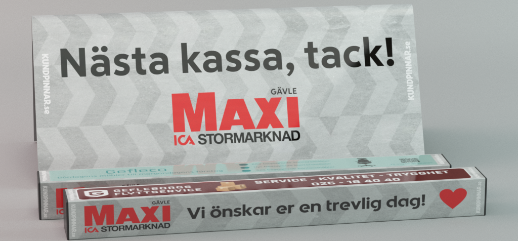 Nästa kassa tack skylt Gävle